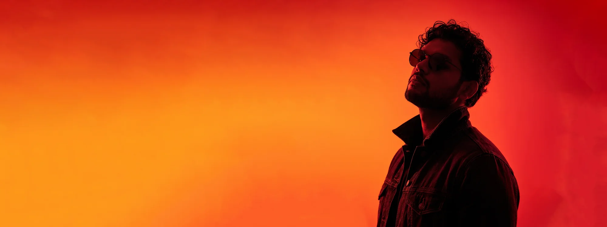 Cinematic silhouette portrait of Cobra Kale against an ember sky